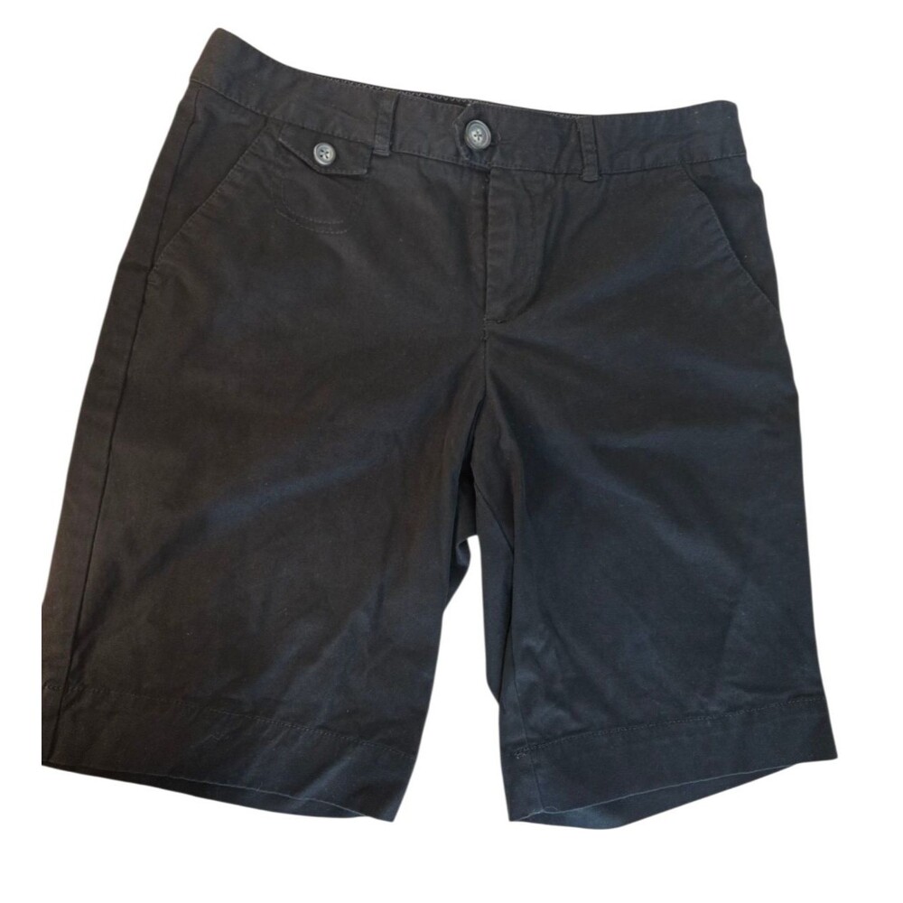 Dockers women's size 8 black bermuda shorts 10" inseam workwear classic
